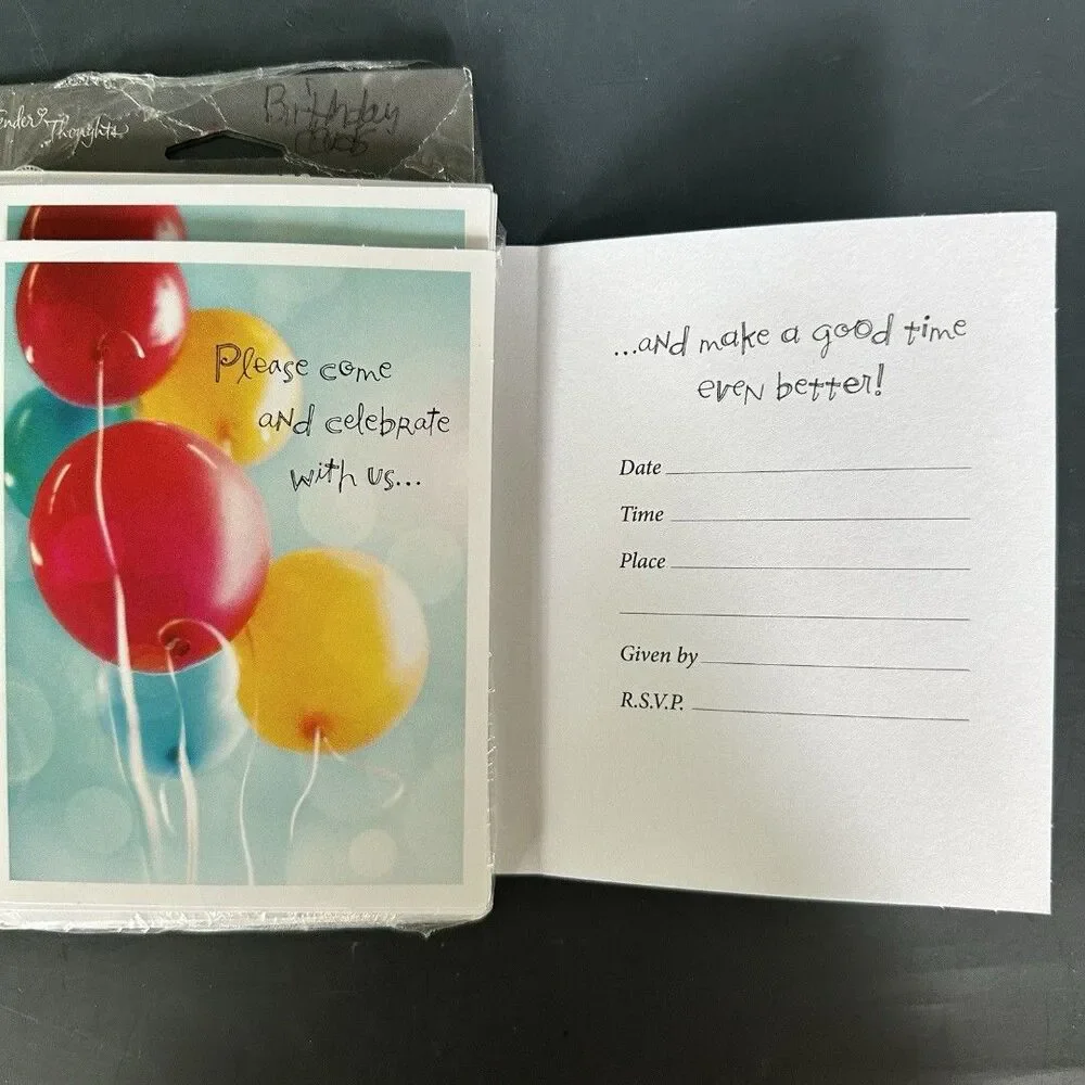 Hallmark Tender Thoughts Birthday Party Invitations Thank You Notes Lot USA